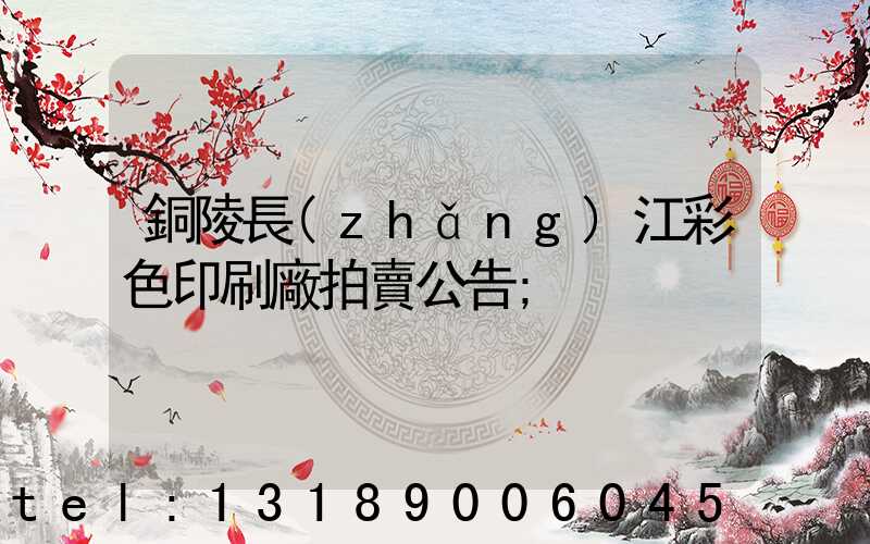 銅陵長(zhǎng)江彩色印刷廠拍賣公告